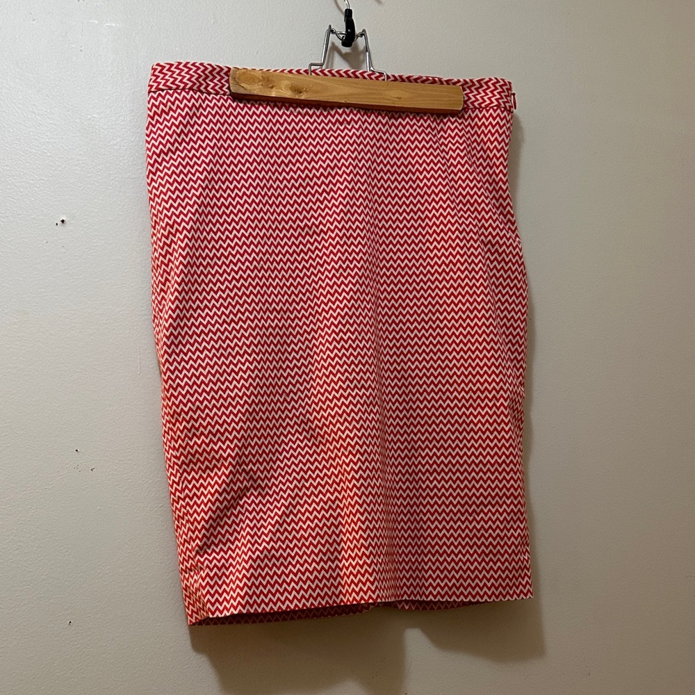 The Limited Red and White Zigzag Pencil Skirt
